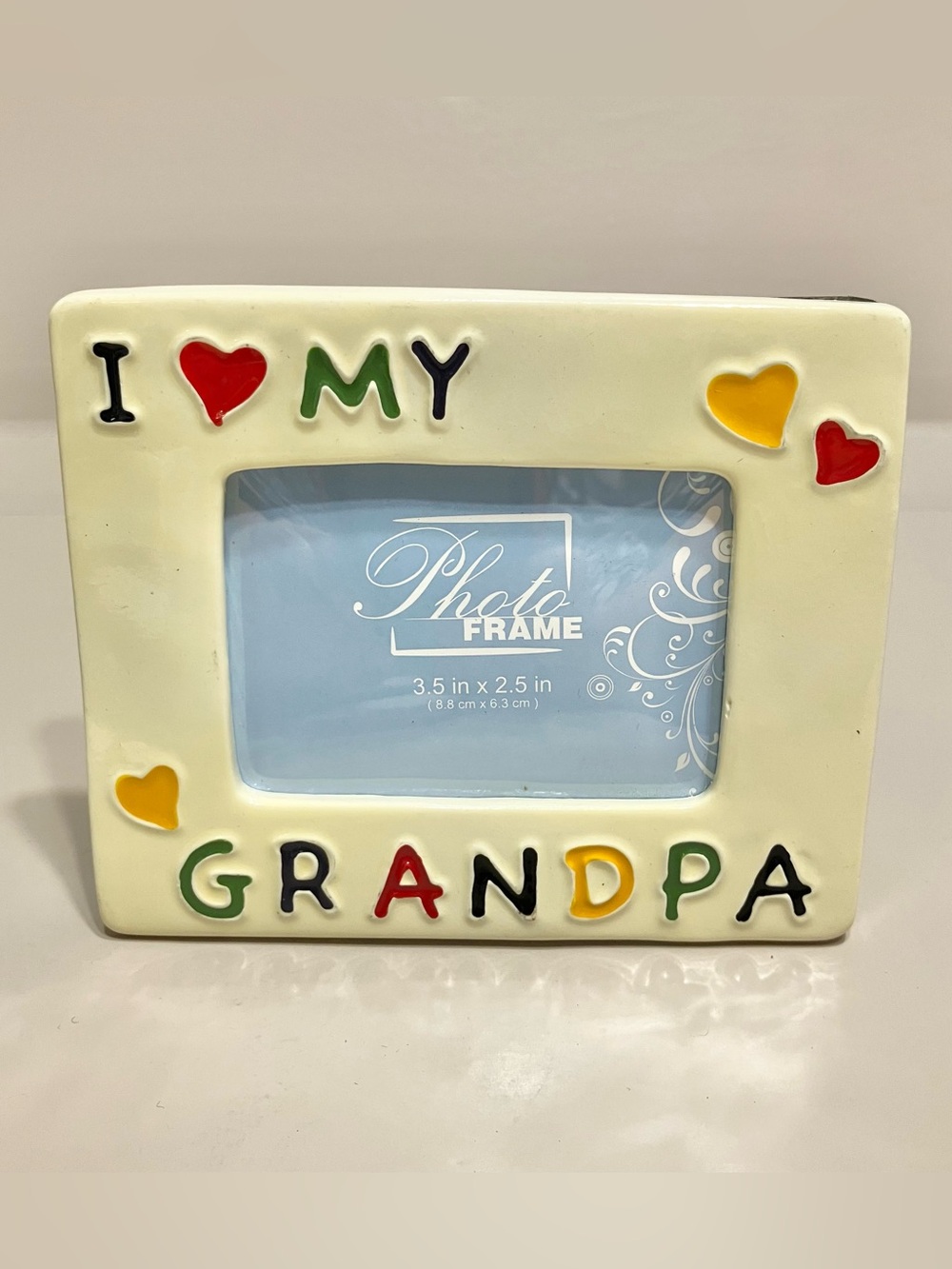 Vintage 90s Ceramic I LOVE MY GRANDPA Photo Picture Frame 3.5 x 2.5